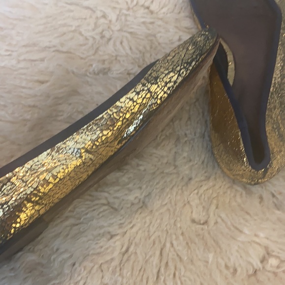 Sparkly/crackled gold and navy gold Joie ballet flats Sz 7 1/2 - 37 1/2 - Picture 6 of 8